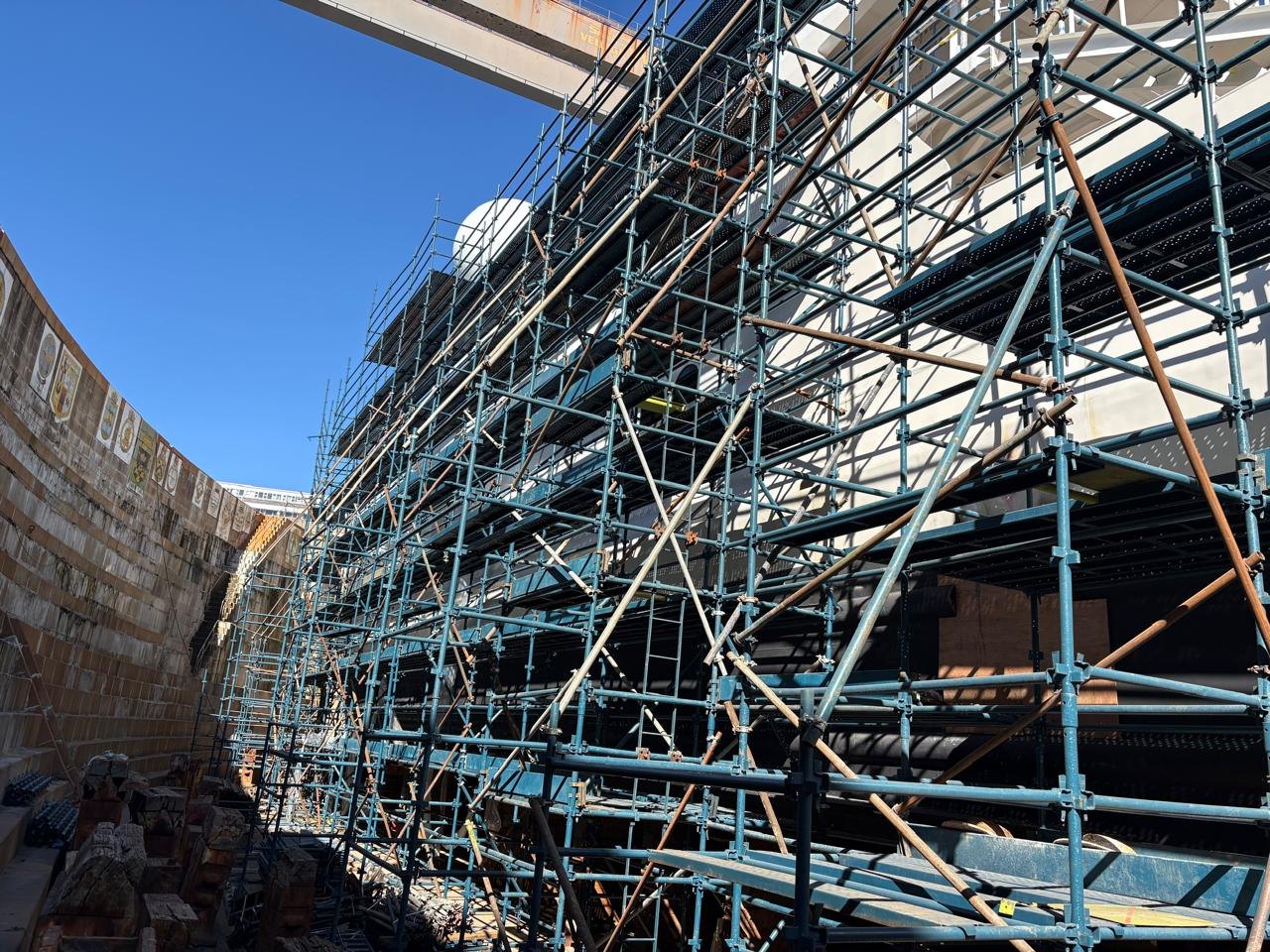 Large yacht undergoing confidential refit work in a Cape Town dry dock
